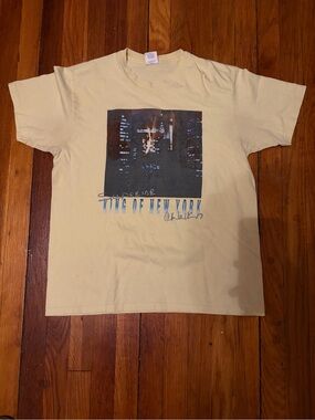 Supreme Pale Yellow Tee with Red Logo Tag